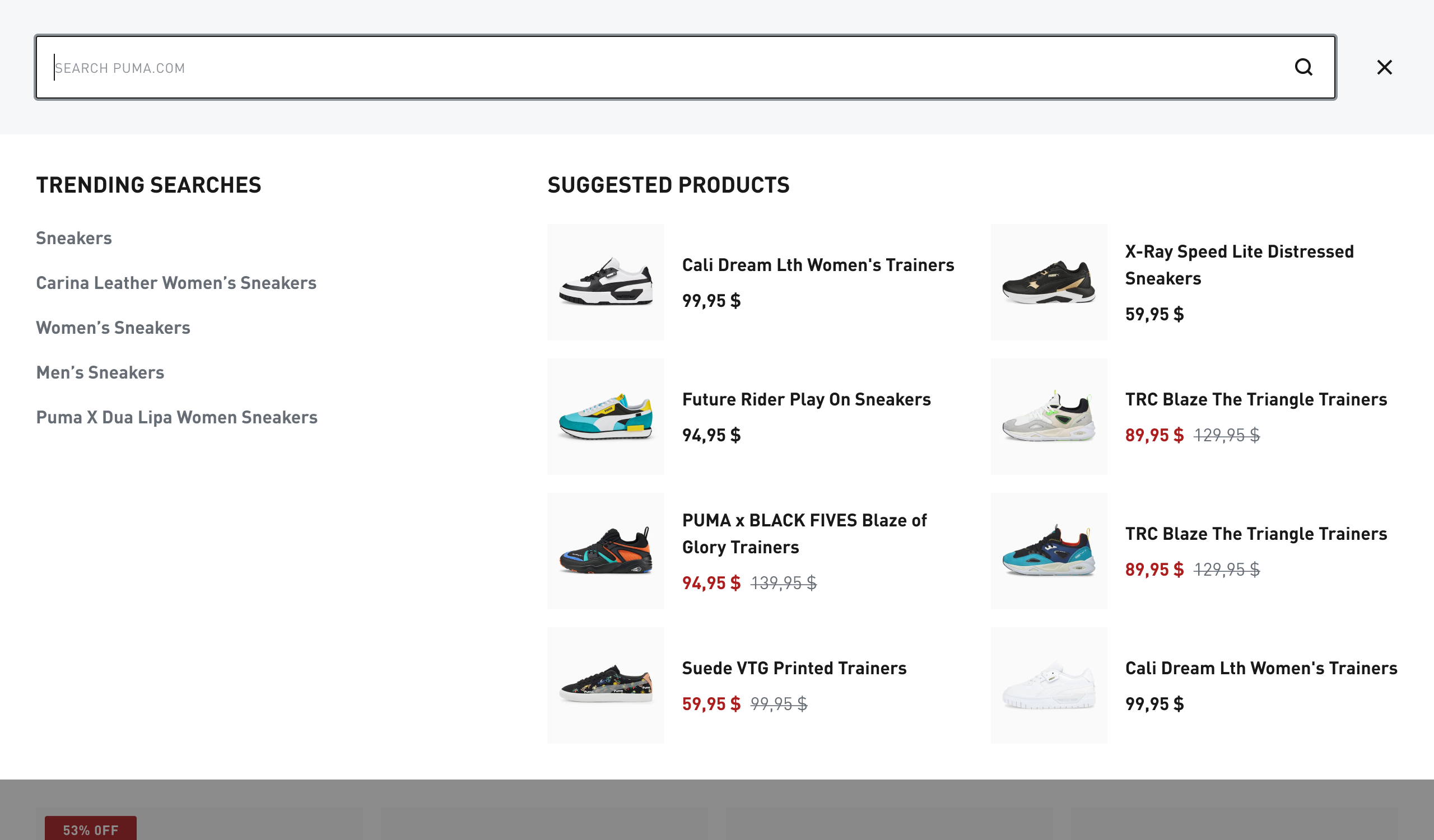 Redesigned full-screen search overlay